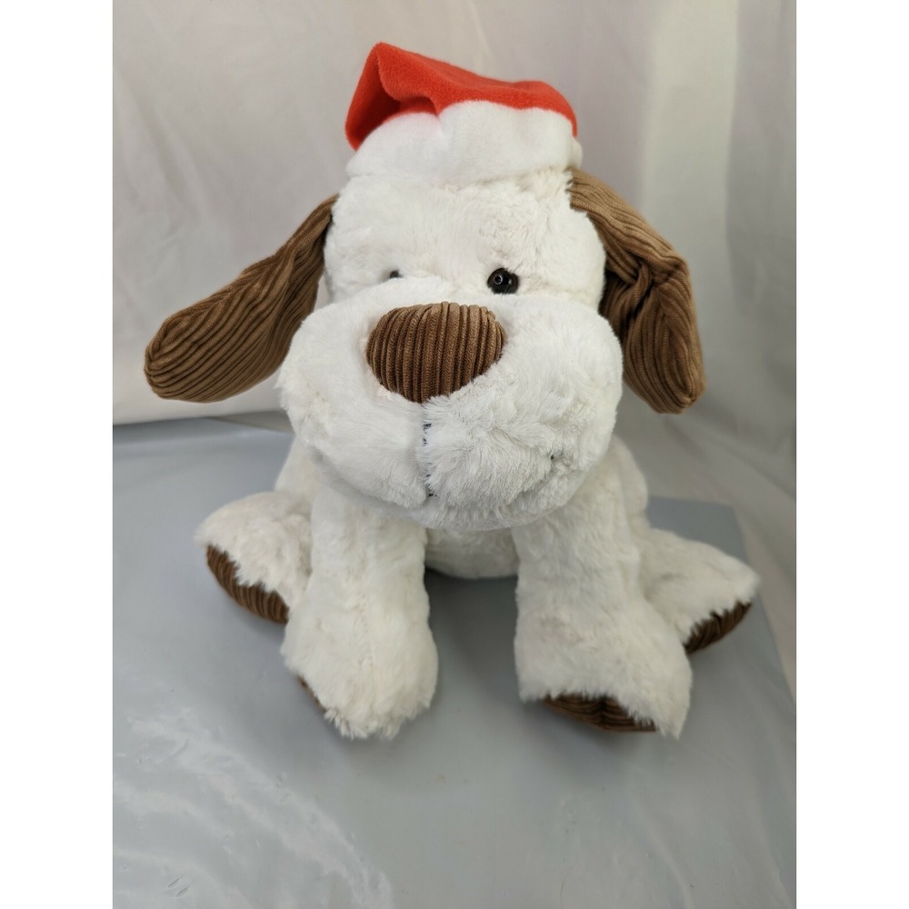 White Dog Plush 12 Inch Red Santa Cap Christmas Inter American Products Stuffed‎